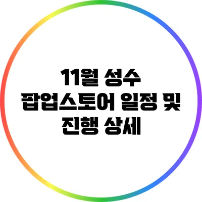 11월 성수 팝업스토어 일정 및 진행 상세