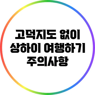 고덕지도 없이 상하이 여행하기: 주의사항