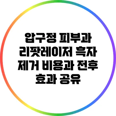 압구정 피부과 리팟레이저 흑자 제거 비용과 전후 효과 공유