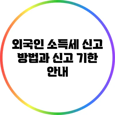 외국인 소득세 신고 방법과 신고 기한 안내