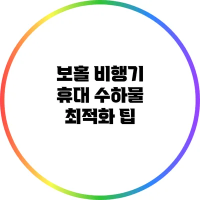 보홀 비행기 휴대 수하물 최적화 팁