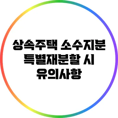 상속주택 소수지분 특별재분할 시 유의사항