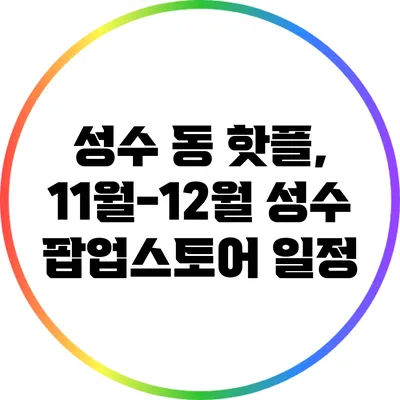 성수 동 핫플, 11월-12월 성수 팝업스토어 일정