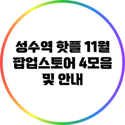 성수역 핫플 11월 팝업스토어 4모음 및 안내