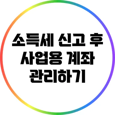 소득세 신고 후 사업용 계좌 관리하기