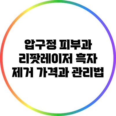 압구정 피부과 리팟레이저 흑자 제거 가격과 관리법