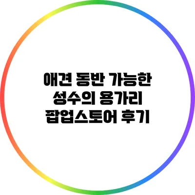 애견 동반 가능한 성수의 용가리 팝업스토어 후기