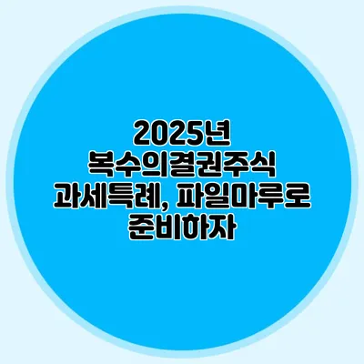 2025년 복수의결권주식 과세특례, 파일마루로 준비하자