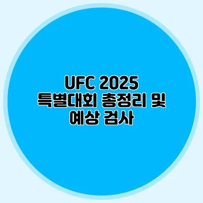 UFC 2025 특별대회 총정리 및 예상 검사
