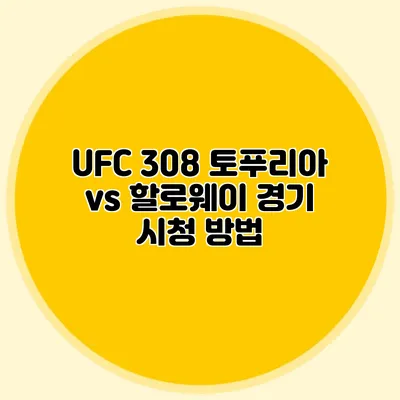UFC 308 토푸리아 vs 할로웨이 경기 시청 방법