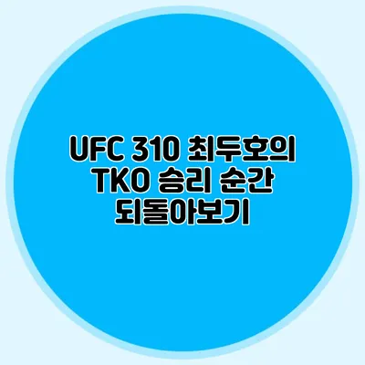 UFC 310 최두호의 TKO 승리 순간 되돌아보기