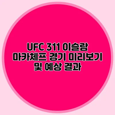 UFC 311 이슬람 마카체프 경기 미리보기 및 예상 결과