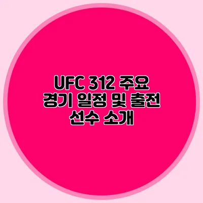 UFC 312 주요 경기 일정 및 출전 선수 소개