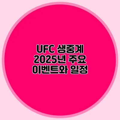 UFC 생중계 2025년 주요 이벤트와 일정