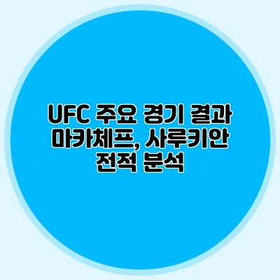 UFC 주요 경기 결과 마카체프, 사루키안 전적 분석