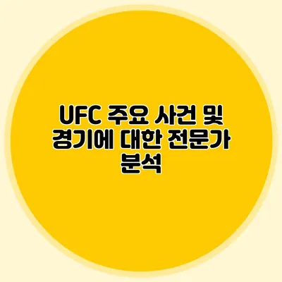UFC 주요 사건 및 경기에 대한 전문가 분석