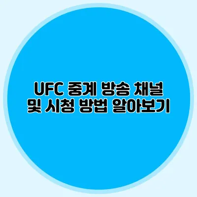 UFC 중계 방송 채널 및 시청 방법 알아보기