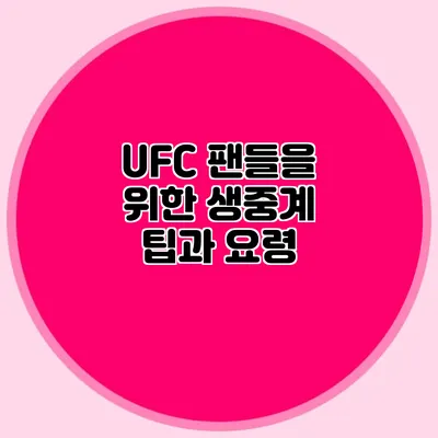 UFC 팬들을 위한 생중계 팁과 요령