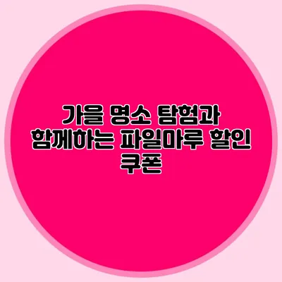 가을 명소 탐험과 함께하는 파일마루 할인 쿠폰