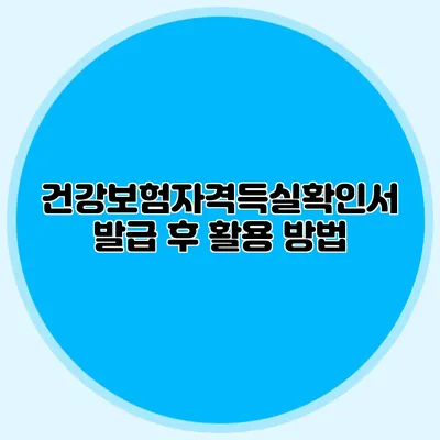 건강보험자격득실확인서 발급 후 활용 방법