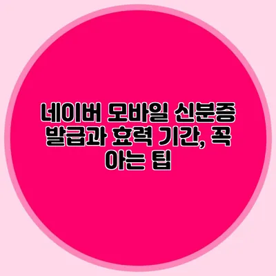네이버 모바일 신분증 발급과 효력 기간, 꼭 아는 팁
