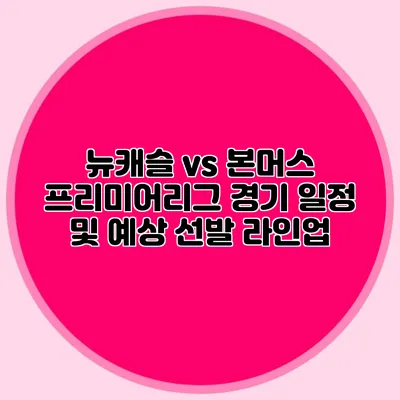 뉴캐슬 vs 본머스 프리미어리그 경기 일정 및 예상 선발 라인업