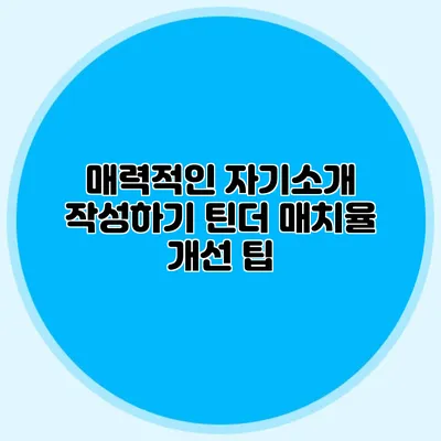 매력적인 자기소개 작성하기 틴더 매치율 개선 팁