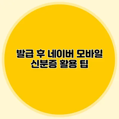 발급 후 네이버 모바일 신분증 활용 팁