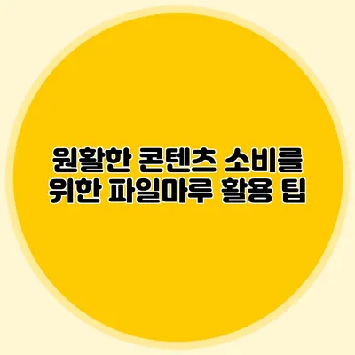 원활한 콘텐츠 소비를 위한 파일마루 활용 팁