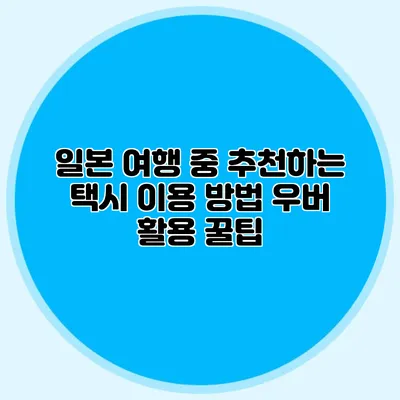 일본 여행 중 추천하는 택시 이용 방법 우버 활용 꿀팁