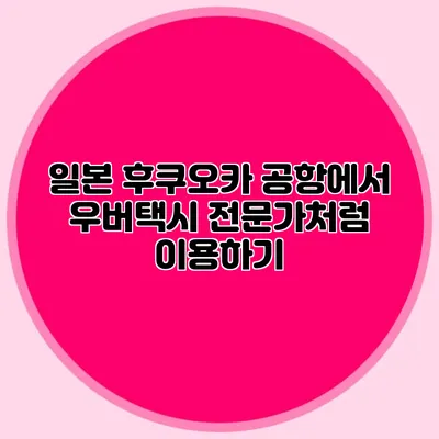 일본 후쿠오카 공항에서 우버택시 전문가처럼 이용하기