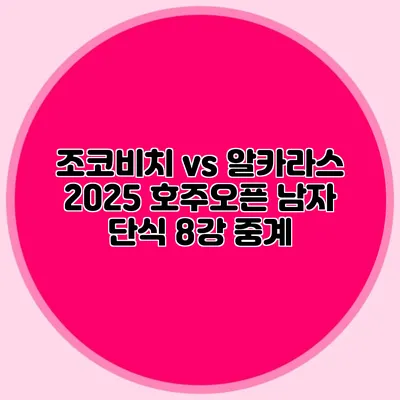 조코비치 vs 알카라스 2025 호주오픈 남자 단식 8강 중계