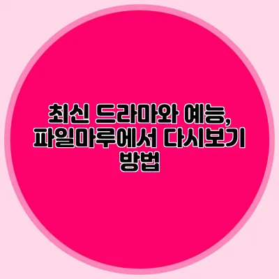최신 드라마와 예능, 파일마루에서 다시보기 방법