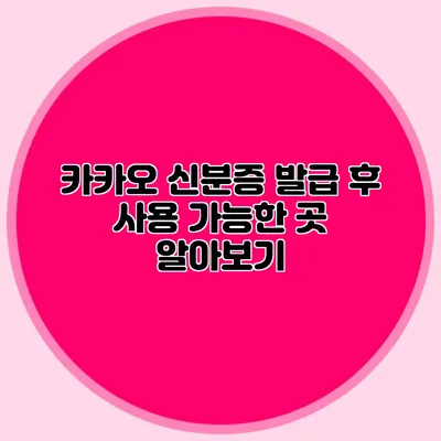 카카오 신분증 발급 후 사용 가능한 곳 알아보기