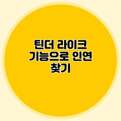 틴더 라이크 기능으로 인연 찾기