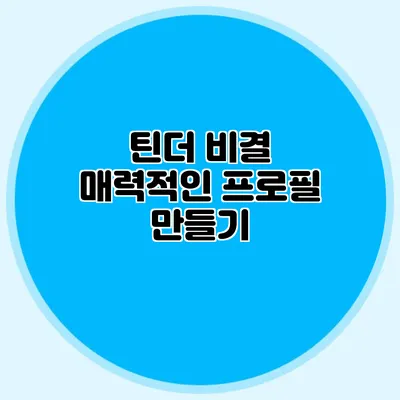 틴더 비결 매력적인 프로필 만들기