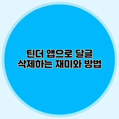 틴더 앱으로 달글 삭제하는 재미와 방법