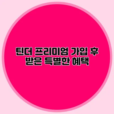 틴더 프리미엄 가입 후 받은 특별한 혜택