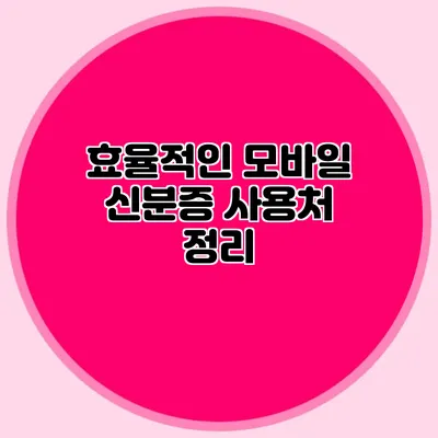 효율적인 모바일 신분증 사용처 정리