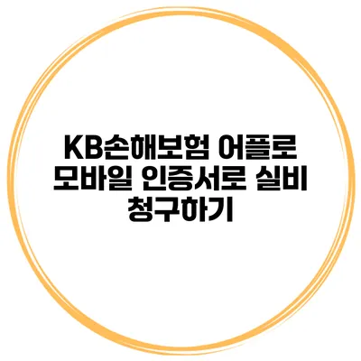 KB손해보험 어플로 모바일 인증서로 실비 청구하기