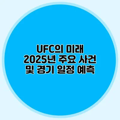 UFC의 미래 2025년 주요 사건 및 경기 일정 예측