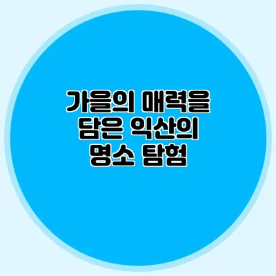 가을의 매력을 담은 익산의 명소 탐험