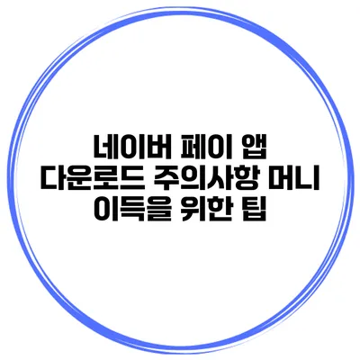 네이버 페이 앱 다운로드 주의사항 머니 이득을 위한 팁