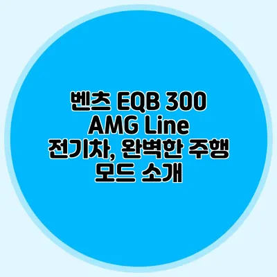 벤츠 EQB 300 AMG Line 전기차, 완벽한 주행 모드 소개