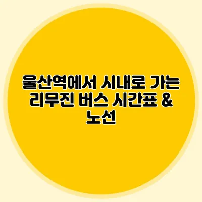 울산역에서 시내로 가는 리무진 버스 시간표 & 노선