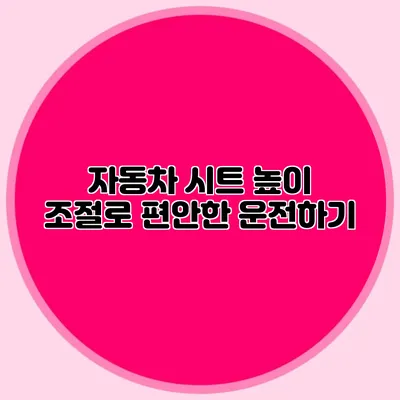 자동차 시트 높이 조절로 편안한 운전하기