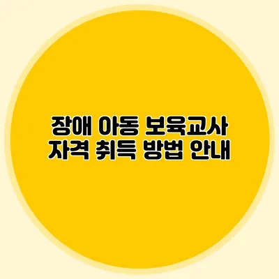장애 아동 보육교사 자격 취득 방법 안내