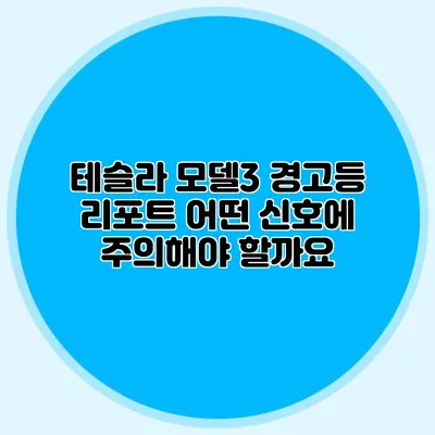 테슬라 모델3 경고등 리포트 어떤 신호에 주의해야 할까요?