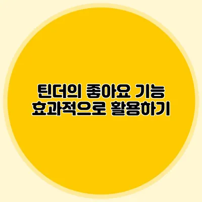 틴더의 좋아요 기능 효과적으로 활용하기