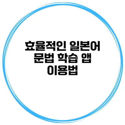 효율적인 일본어 문법 학습 앱 이용법